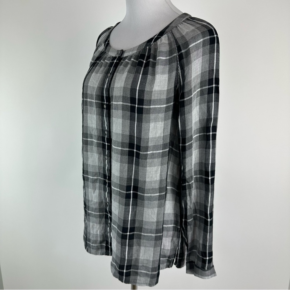 J. Jill Gray Black Plaid Button Down Shirt Size Small - Picture 5 of 7